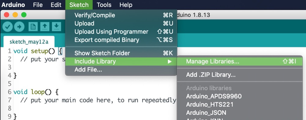 Arduino manage libraries